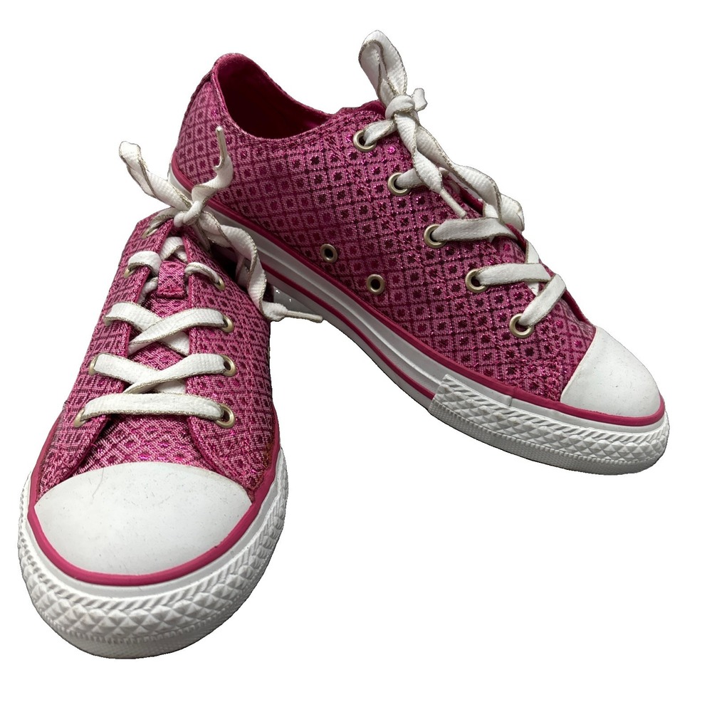 CONVERSE Size Junior 4 Pink Diamond Glitter Chuck Taylor All Star Double Tounge